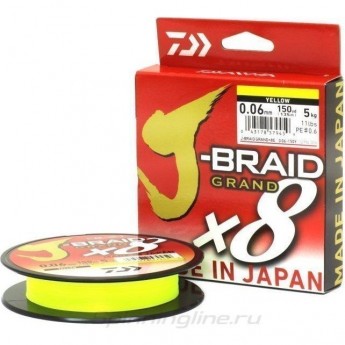 Шнур DAIWA J-BRAID GRAND X8 135М 0,16ММ YELLOW Шнур DAIWA J-BRAID GRAND X8 135М 0,16ММ YELLOW